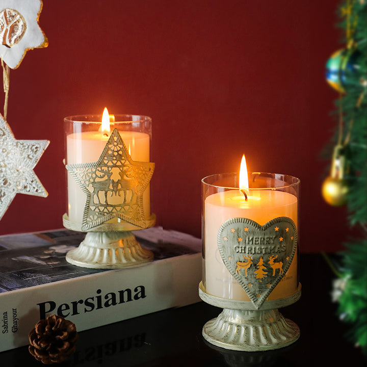 Olivenorma Retro Distressed Elk Heart Glass Christmas Candle Holder - image 7