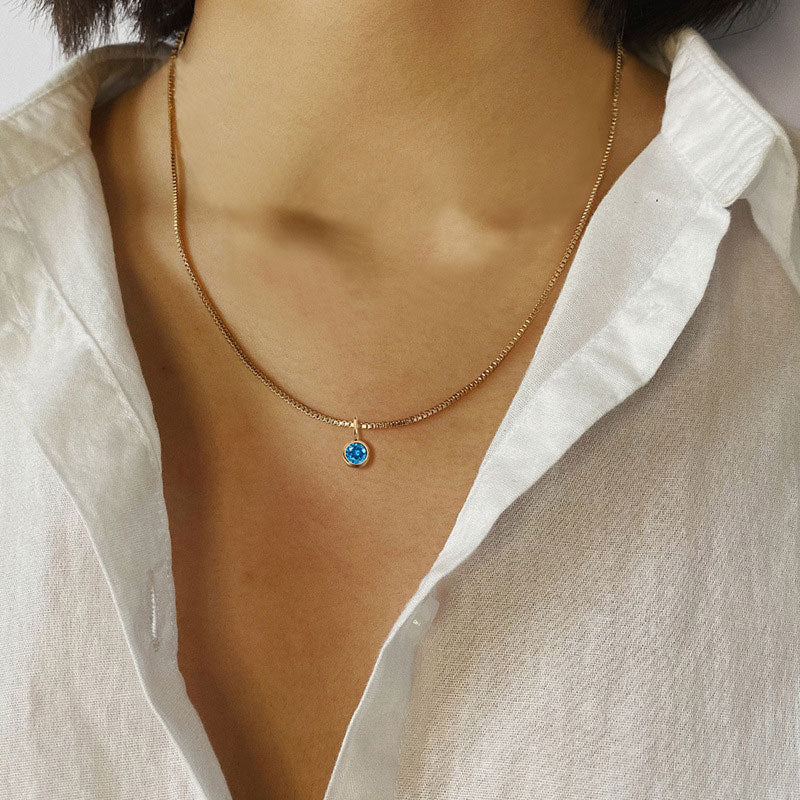 Olivenorma 8mm Birthstone Titanium Steel Zircon Necklace - image 0