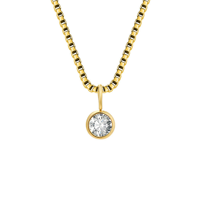 Olivenorma 8mm Birthstone Titanium Steel Zircon Necklace - April-Diamond - 14K Gold - image 15