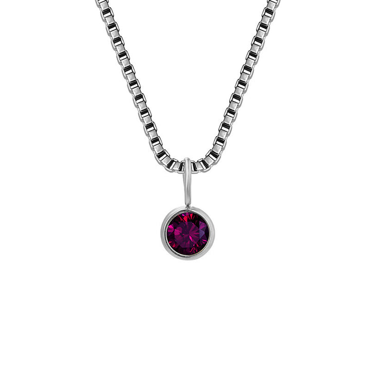 Olivenorma 8mm Birthstone Titanium Steel Zircon Necklace - June-Alexandrite - Silver - image 22