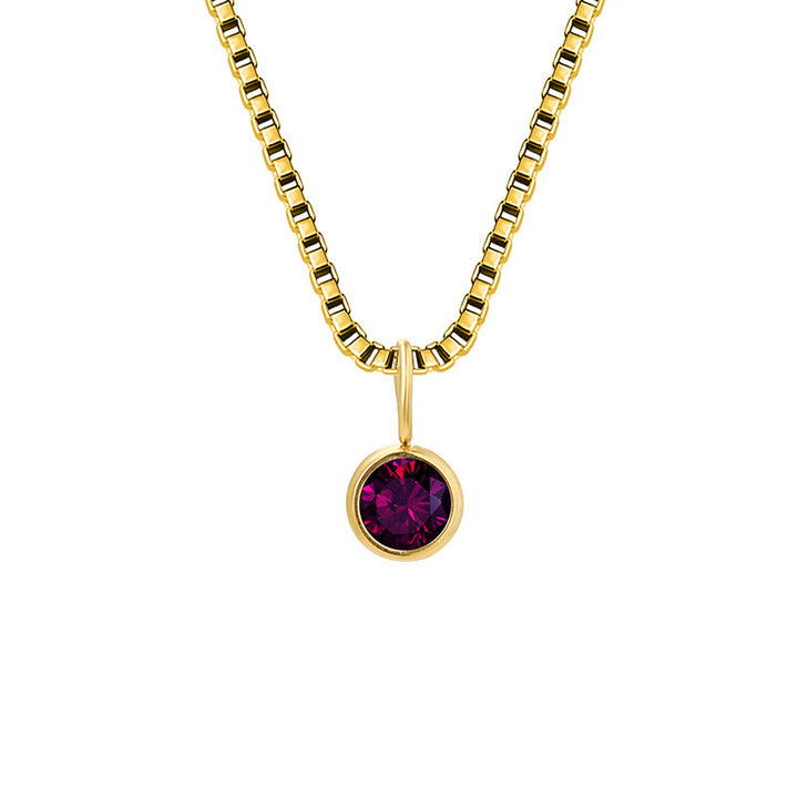 Olivenorma 8mm Birthstone Titanium Steel Zircon Necklace - June-Alexandrite - 14K Gold - image 23