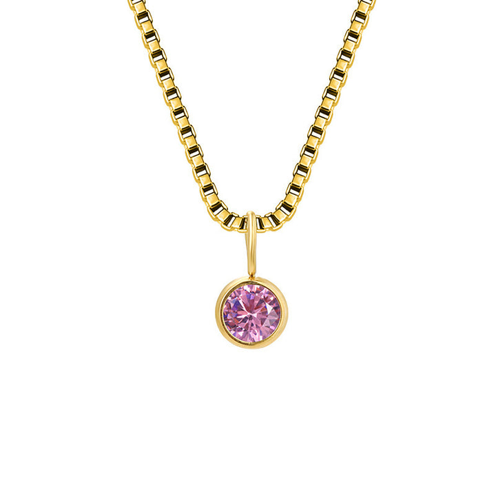 Olivenorma 8mm Birthstone Titanium Steel Zircon Necklace - Octorber-Tourmaline - 14K Gold - image 39