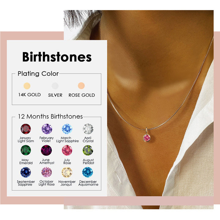 Olivenorma 8mm Birthstone Titanium Steel Zircon Necklace - image 2