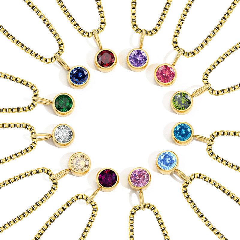 Olivenorma 8mm Birthstone Titanium Steel Zircon Necklace - image 50