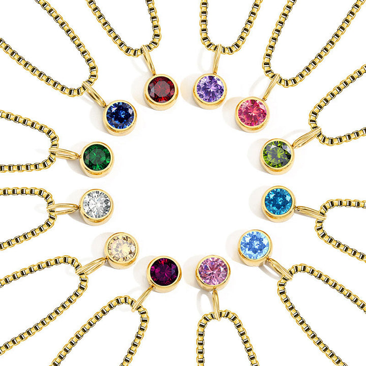 Olivenorma 8mm Birthstone Titanium Steel Zircon Necklace - image 50