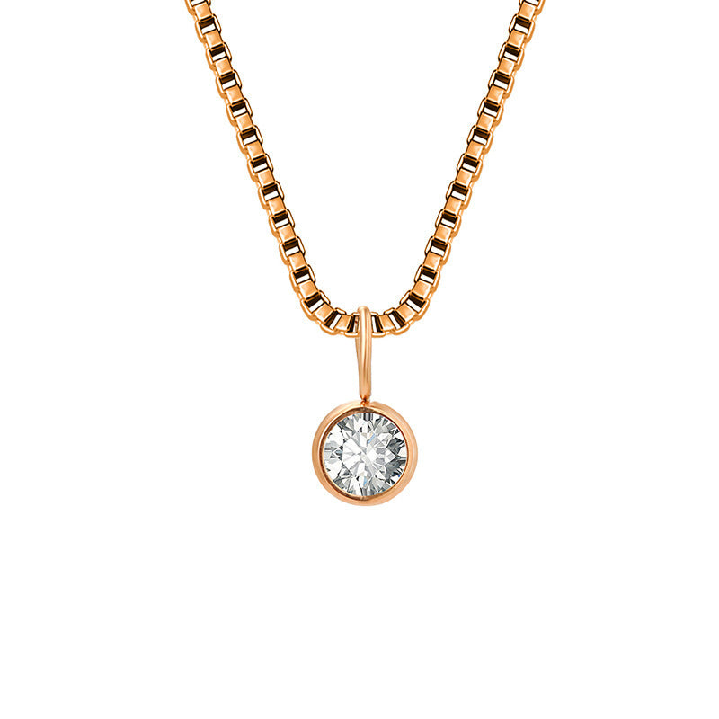 Olivenorma 8mm Birthstone Titanium Steel Zircon Necklace - April-Diamond - Rose Gold - image 16