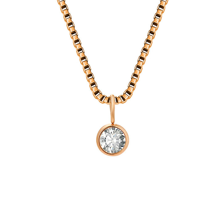 Olivenorma 8mm Birthstone Titanium Steel Zircon Necklace - April-Diamond - Rose Gold - image 16