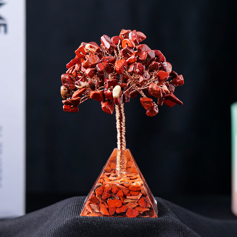 Olivenorma Natural Crystal Gravel Pyramid Base Feng Shui Tree - Red Jasper - image 9