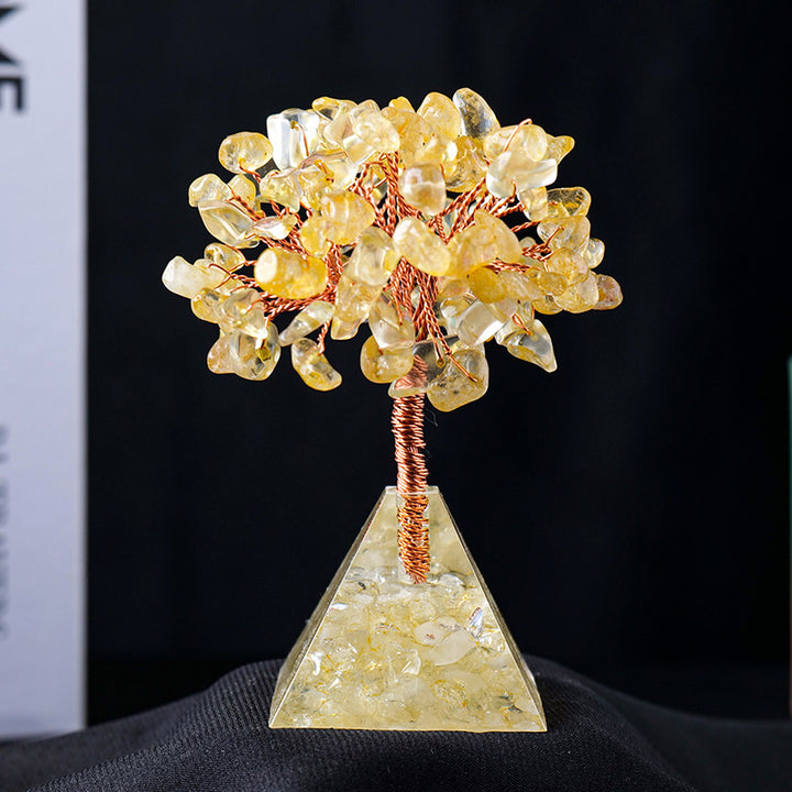 Olivenorma Natural Crystal Gravel Pyramid Base Feng Shui Tree - Citrine - image 13