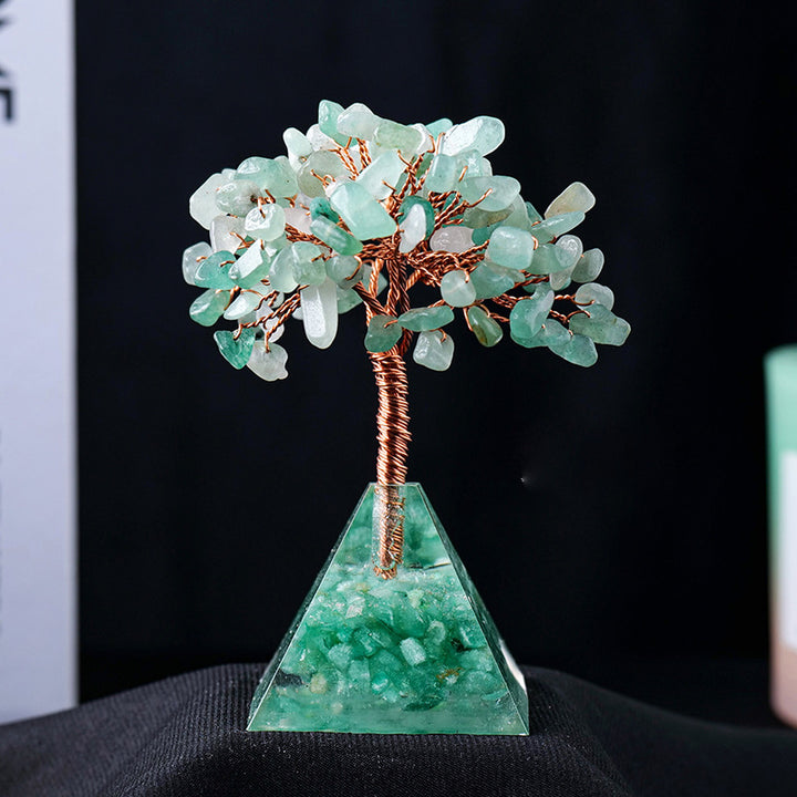 Olivenorma Natural Crystal Gravel Pyramid Base Feng Shui Tree - Green Aventurine - image 15