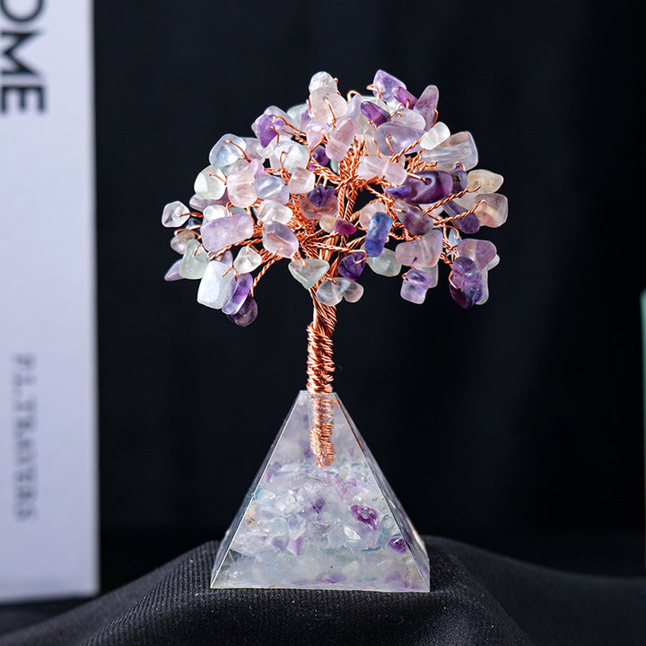 Olivenorma Natural Crystal Gravel Pyramid Base Feng Shui Tree - Rainbow Fluorite - image 17