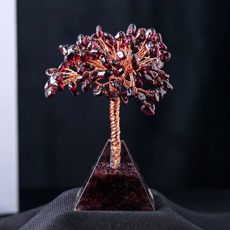 Olivenorma Natural Crystal Gravel Pyramid Base Feng Shui Tree - Garnet - image 21