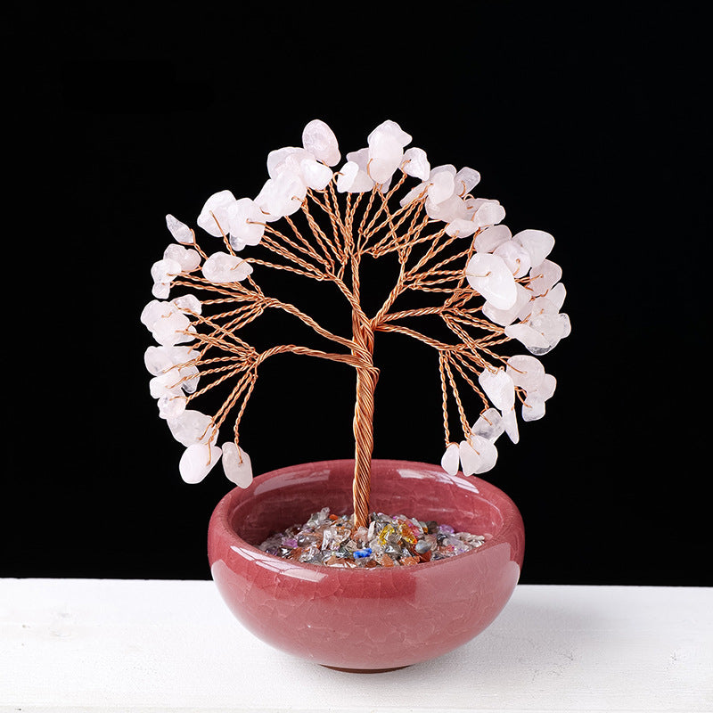 Olivenorma Gravel Crystal Gemstone Home Decoration Feng Shui Tree - Rose Quartz - image 5