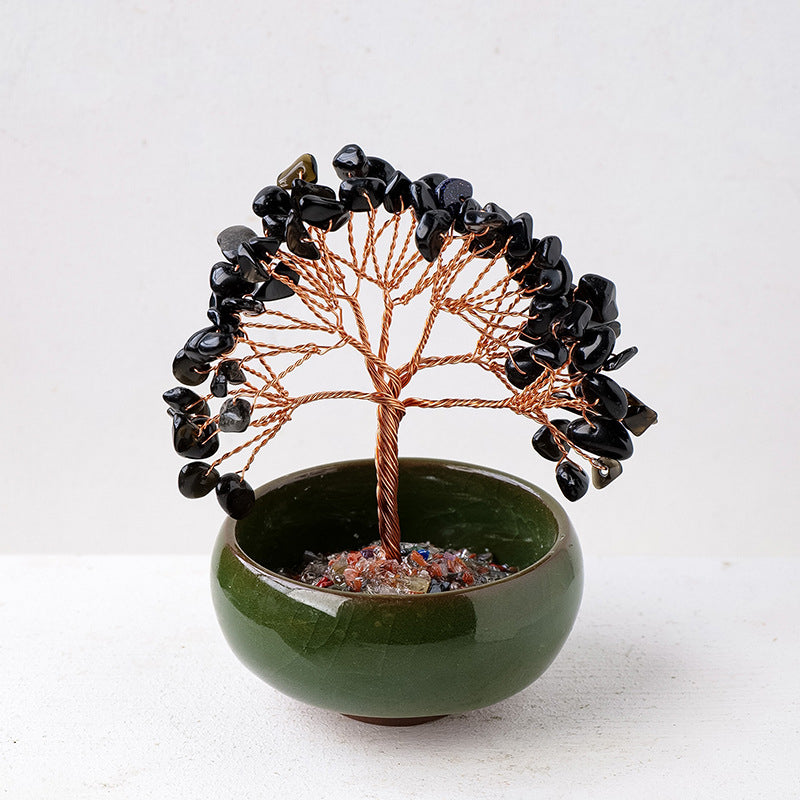 Olivenorma Gravel Crystal Gemstone Home Decoration Feng Shui Tree - Obsidian - image 11