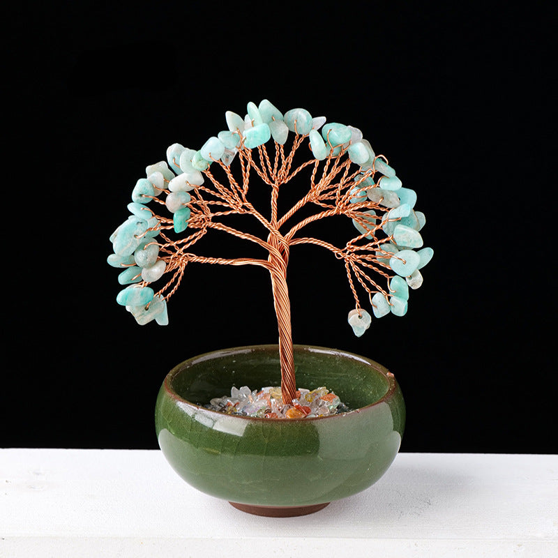 Olivenorma Gravel Crystal Gemstone Home Decoration Feng Shui Tree - Amazonite - image 19