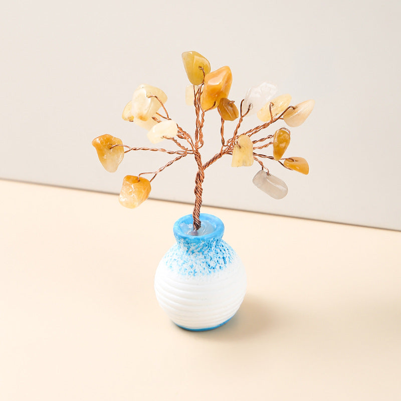 Olivenorma Crystal Gravel Vase Feng Shui Tree - Yellow Jade - image 3