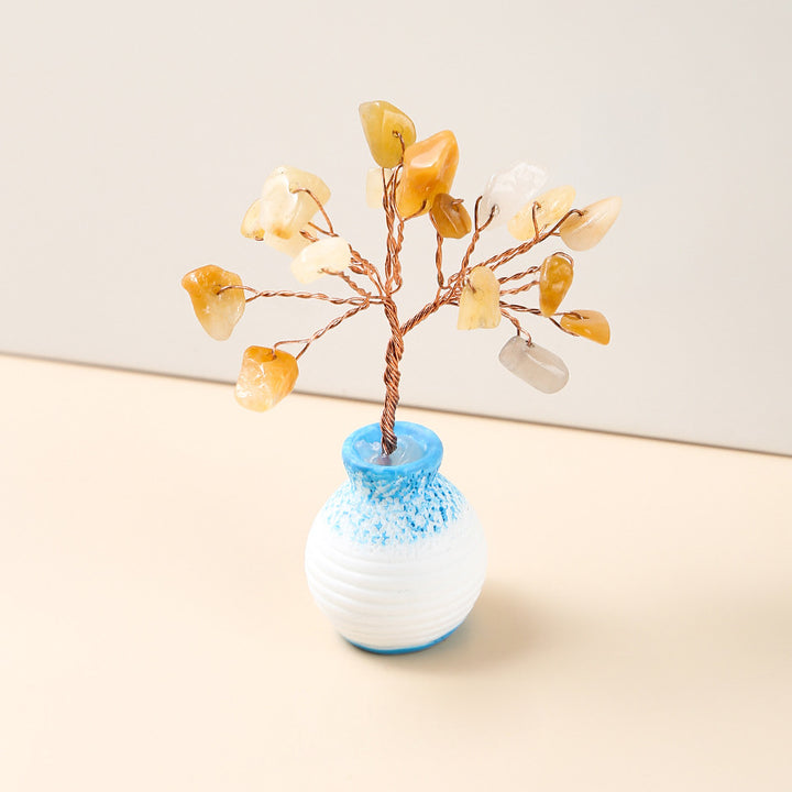 Olivenorma Crystal Gravel Vase Feng Shui Tree - Yellow Jade - image 3
