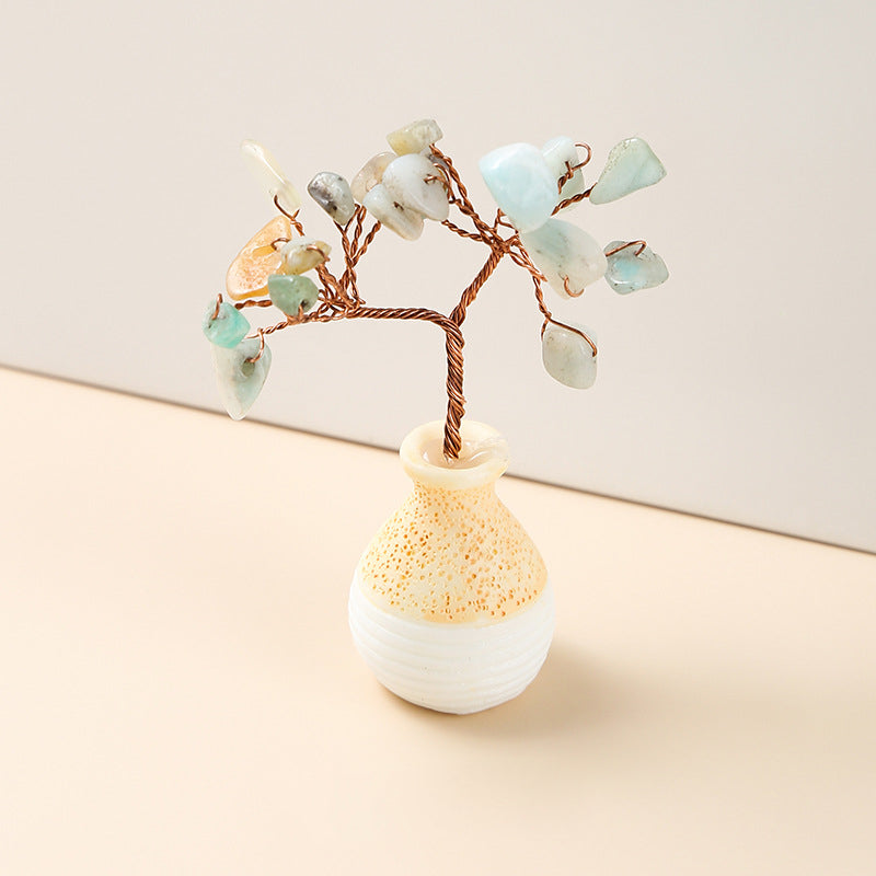 Olivenorma Crystal Gravel Vase Feng Shui Tree - Amazonite - image 5