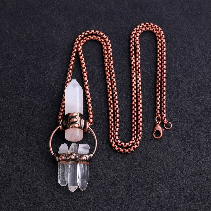 Olivenorma Irregular Clear Quartz Hexagonal Pillar Gemstone Necklace - image 5