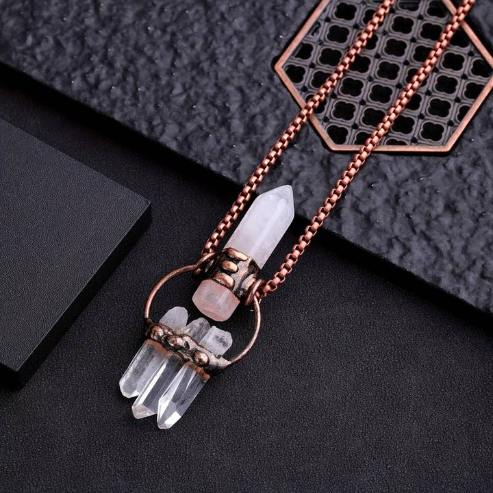 Olivenorma Irregular Clear Quartz Hexagonal Pillar Gemstone Necklace - image 4