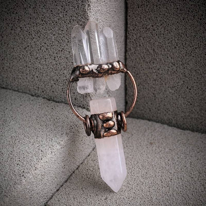 Olivenorma Irregular Clear Quartz Hexagonal Pillar Gemstone Necklace - image 7
