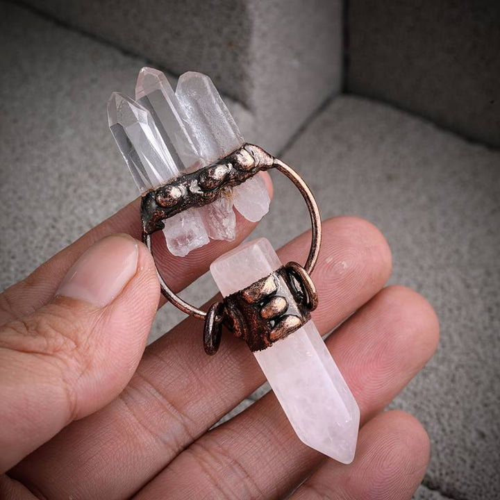Olivenorma Irregular Clear Quartz Hexagonal Pillar Gemstone Necklace - image 8