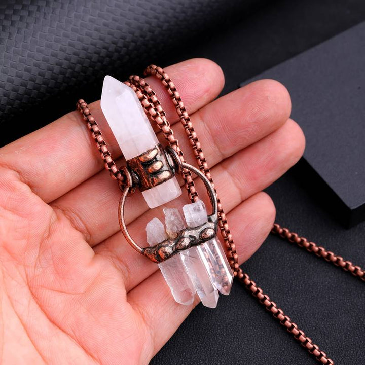 Olivenorma Irregular Clear Quartz Hexagonal Pillar Gemstone Necklace - image 1