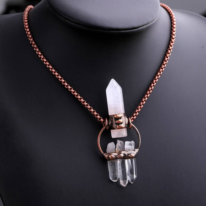 Olivenorma Irregular Clear Quartz Hexagonal Pillar Gemstone Necklace - image 3