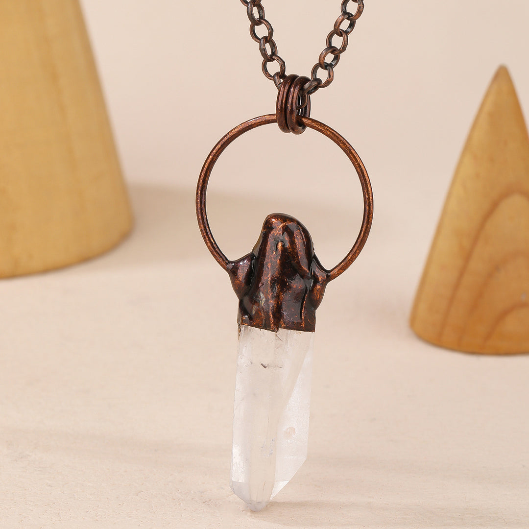 Olivenorma Copper Irregular Natural Clear Crystal Gemstone Necklace - Clear Crystal - image 1