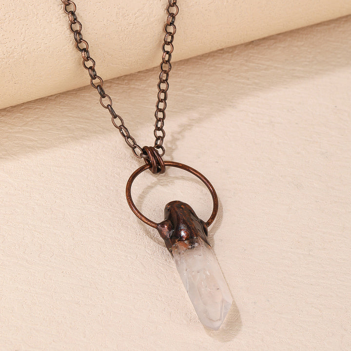 Olivenorma Copper Irregular Natural Clear Crystal Gemstone Necklace - image 3