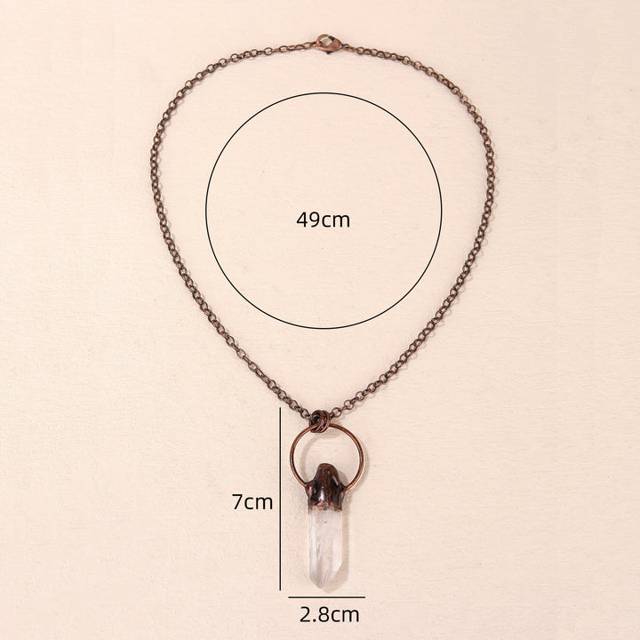 Olivenorma Copper Irregular Natural Clear Crystal Gemstone Necklace - image 4