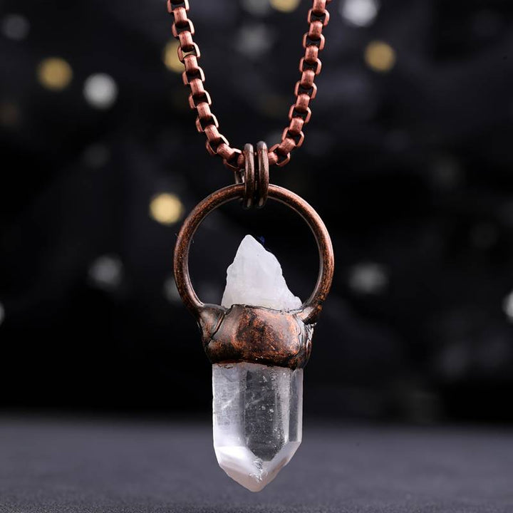 Olivenorma Copper Irregular Natural Clear Crystal Gemstone Necklace - image 0