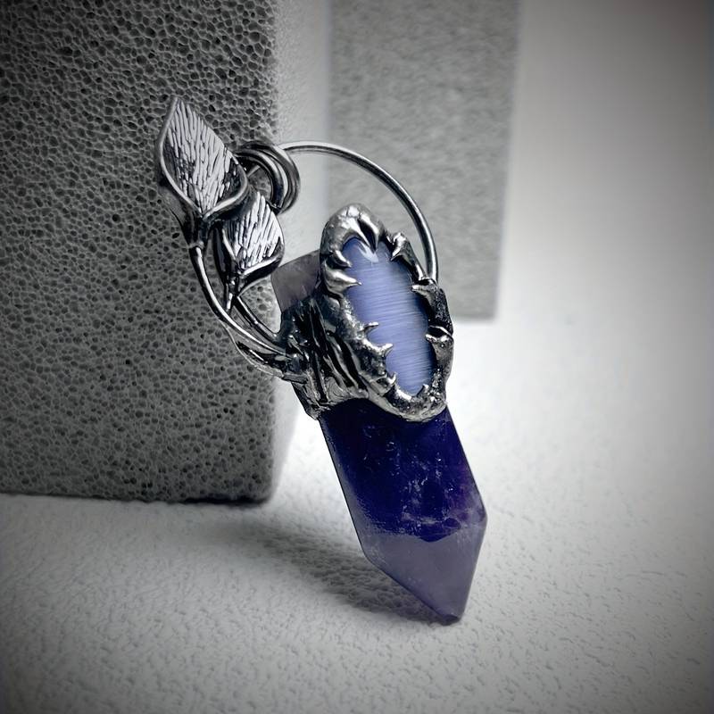 Olivenorma Halloween Ghost Scratch Crystal Stone Pendant Gemstone Necklace - image 1