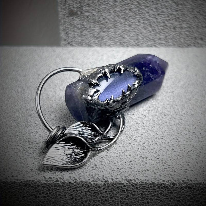 Olivenorma Halloween Ghost Scratch Crystal Stone Pendant Gemstone Necklace - image 3