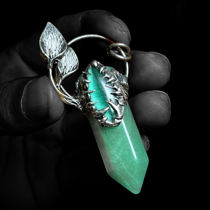 Olivenorma Halloween Ghost Scratch Crystal Stone Pendant Gemstone Necklace - Green Aventurine - image 16