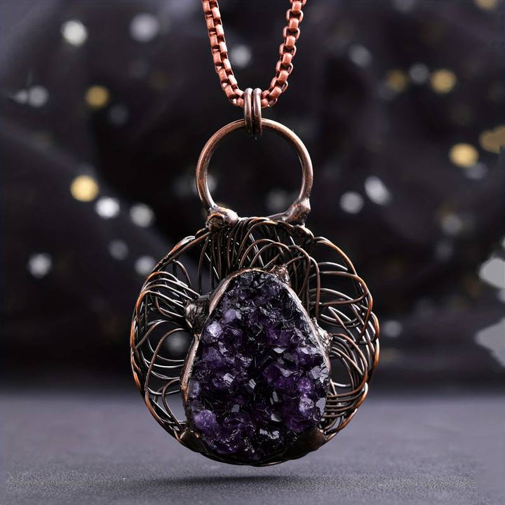 Olivenorma Wire Wound Inlaid Irregular Amethyst Gemstone Necklace - Amethyst - image 0