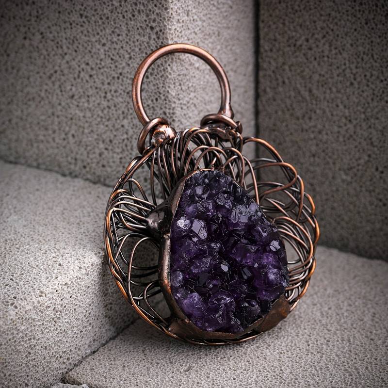 Olivenorma Wire Wound Inlaid Irregular Amethyst Gemstone Necklace - image 5