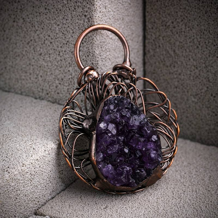 Olivenorma Wire Wound Inlaid Irregular Amethyst Gemstone Necklace - image 5