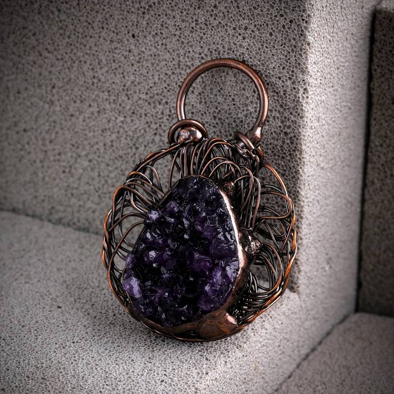 Olivenorma Wire Wound Inlaid Irregular Amethyst Gemstone Necklace - image 4
