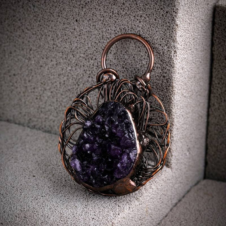 Olivenorma Wire Wound Inlaid Irregular Amethyst Gemstone Necklace - image 4