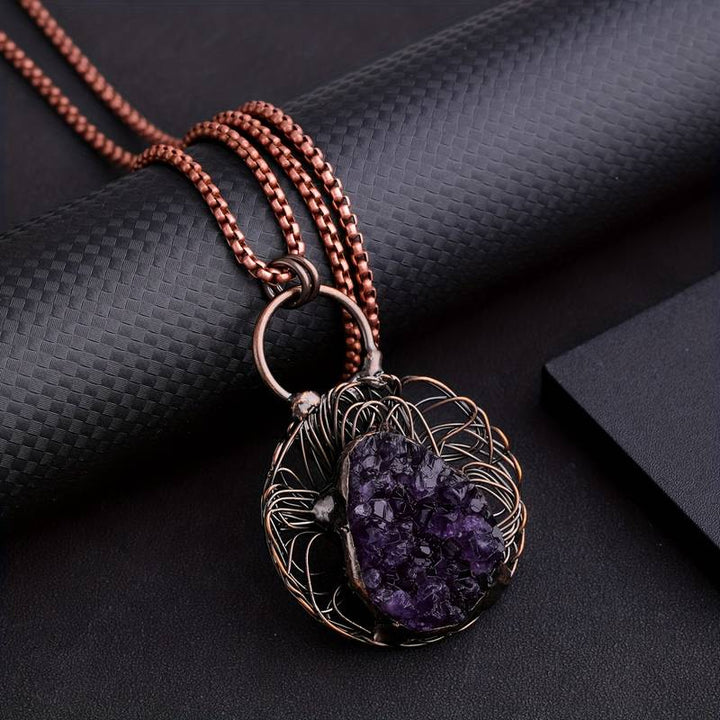 Olivenorma Wire Wound Inlaid Irregular Amethyst Gemstone Necklace - image 3
