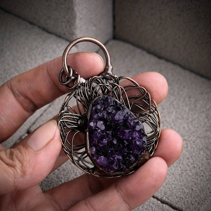 Olivenorma Wire Wound Inlaid Irregular Amethyst Gemstone Necklace - image 6