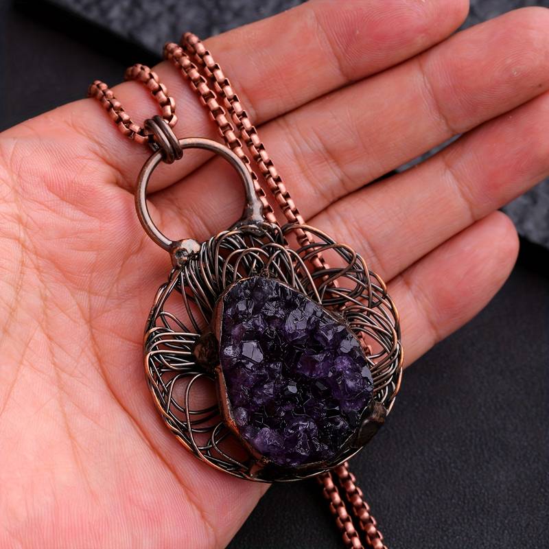Olivenorma Wire Wound Inlaid Irregular Amethyst Gemstone Necklace - image 1