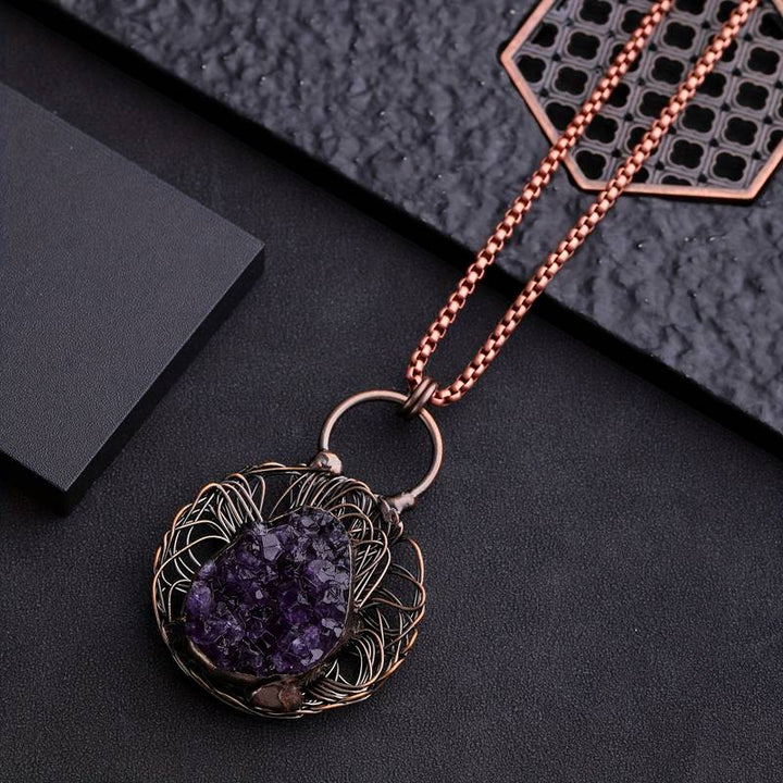 Olivenorma Wire Wound Inlaid Irregular Amethyst Gemstone Necklace - image 7