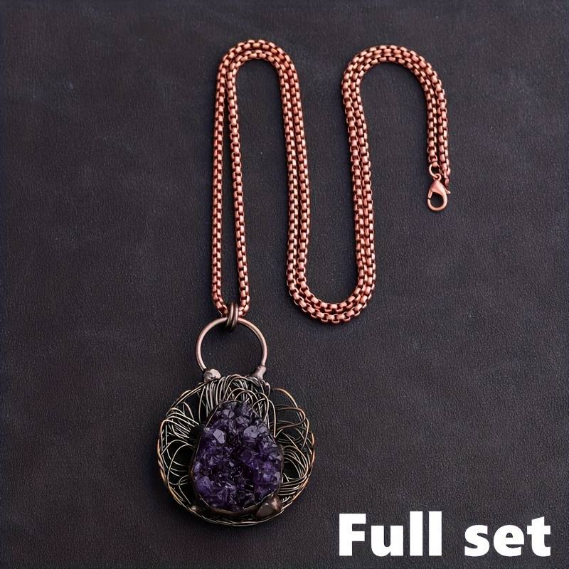 Olivenorma Wire Wound Inlaid Irregular Amethyst Gemstone Necklace - image 8