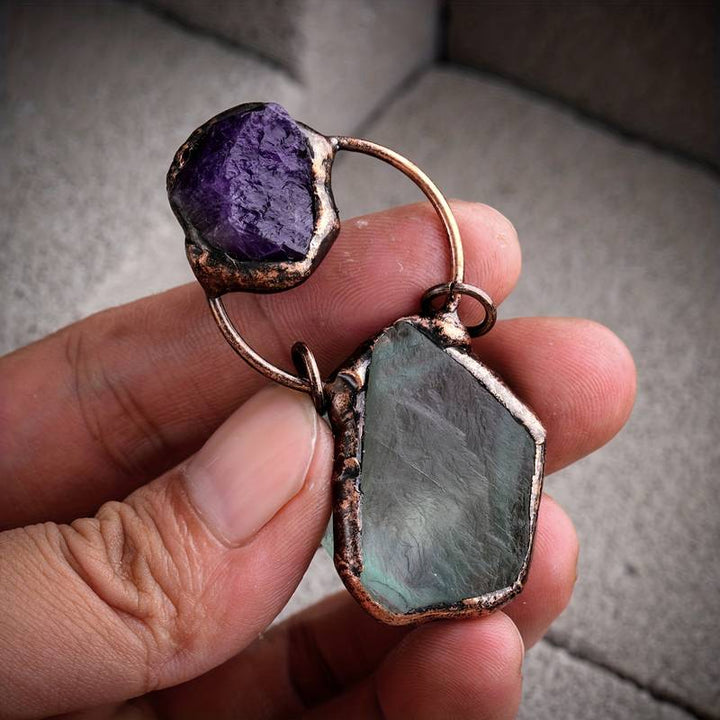 Olivenorma Irregular Green Fluorite Amethyst Gemstone Necklace - image 7