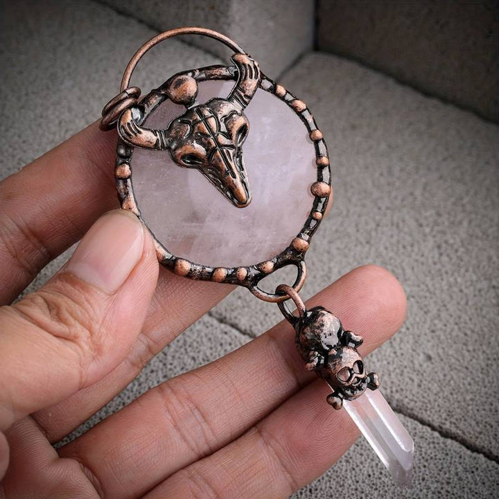 Olivenorma Copper Ox Head With Clear Quartz Gemstone Necklace - image 6