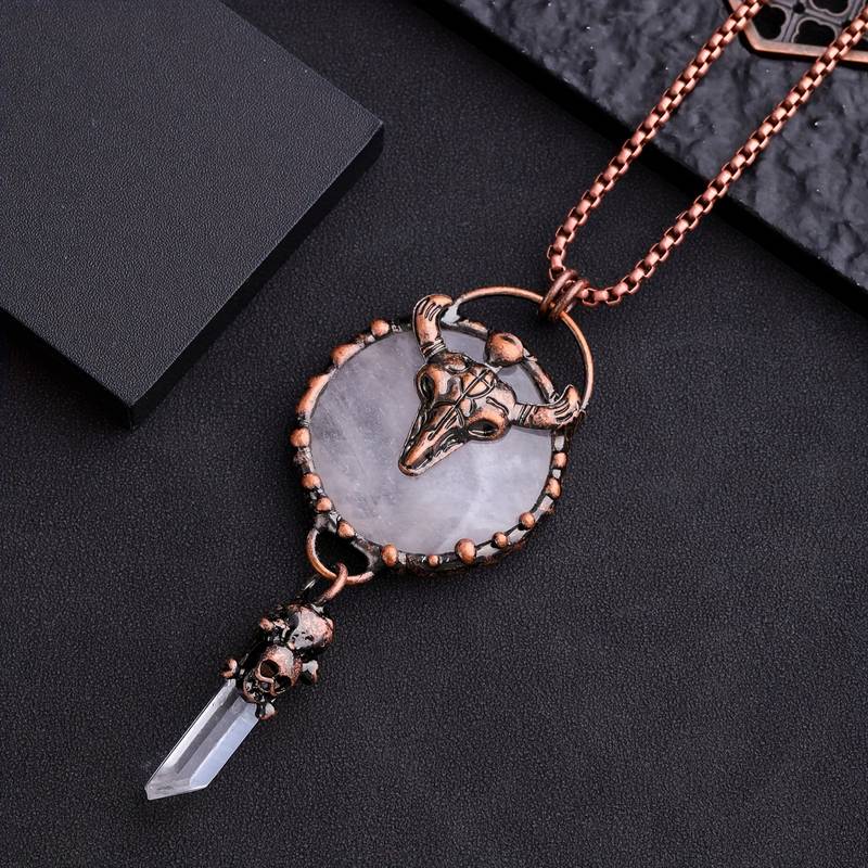 Olivenorma Copper Ox Head With Clear Quartz Gemstone Necklace - image 4
