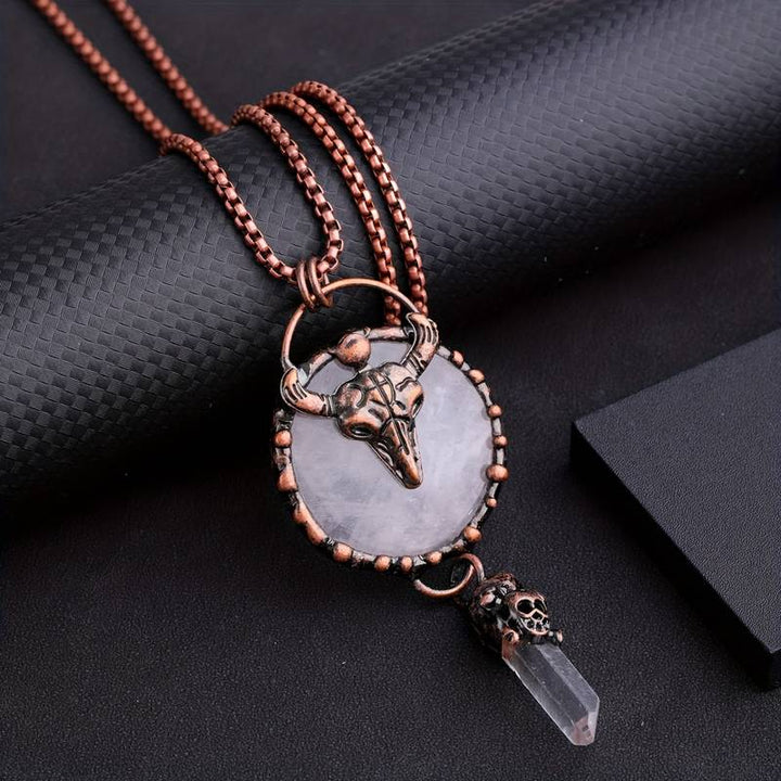 Olivenorma Copper Ox Head With Clear Quartz Gemstone Necklace - image 5