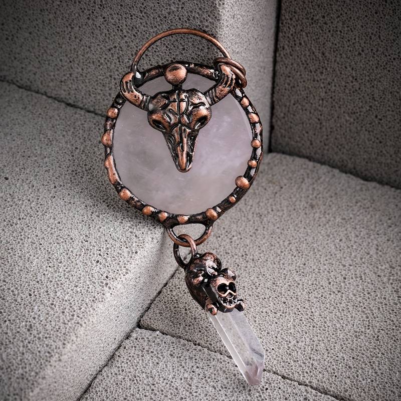Olivenorma Copper Ox Head With Clear Quartz Gemstone Necklace - image 7